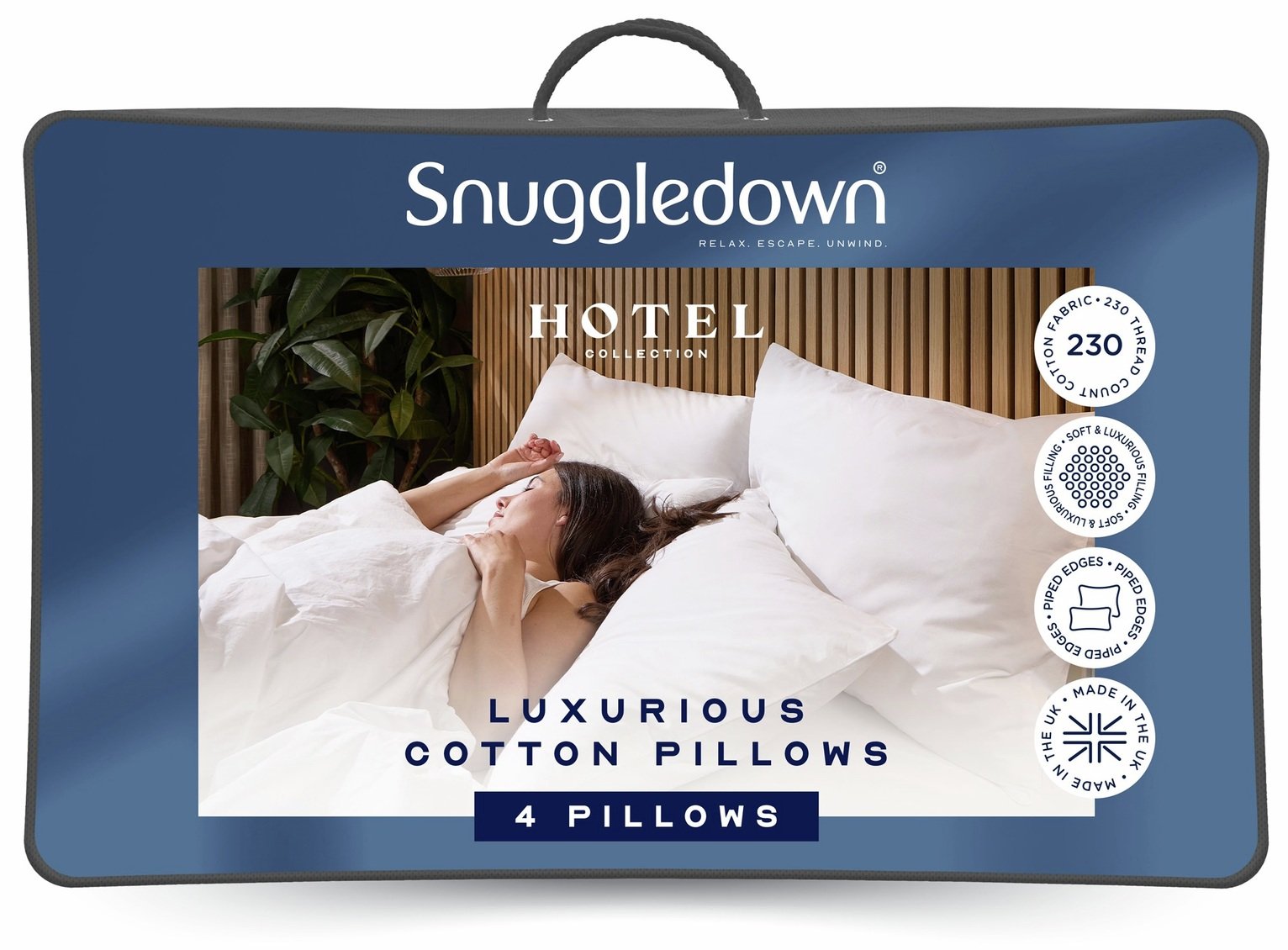 Snuggledown Hotel Cotton Medium Pillow - 4 Pack