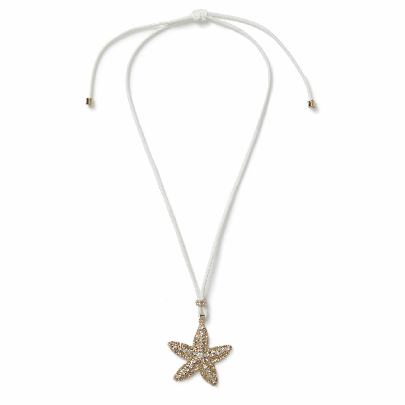 Freedom White Cord Starfish Pendant Necklace