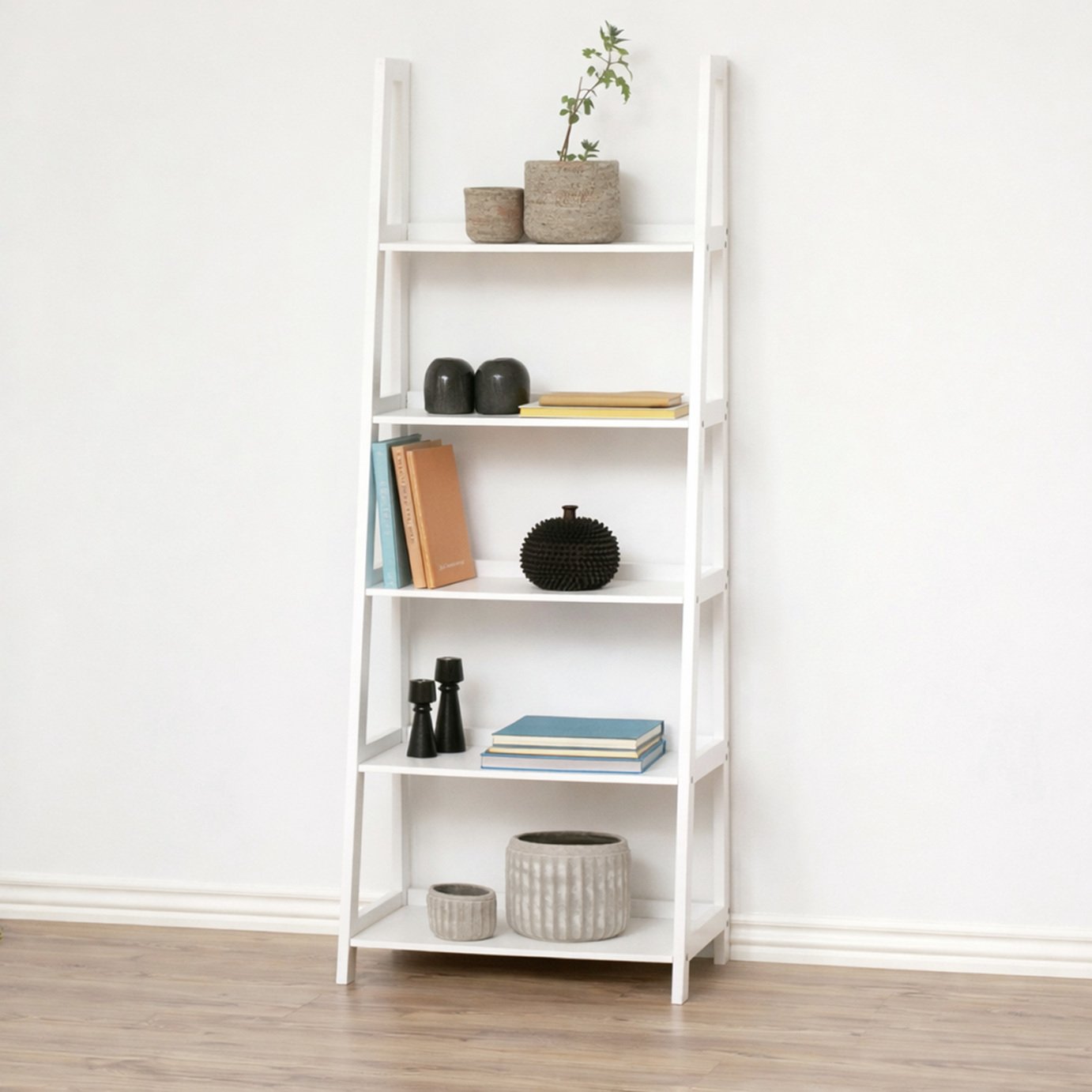 Furniture To Go Wally 5 Shelves Ladder Shelf - White
