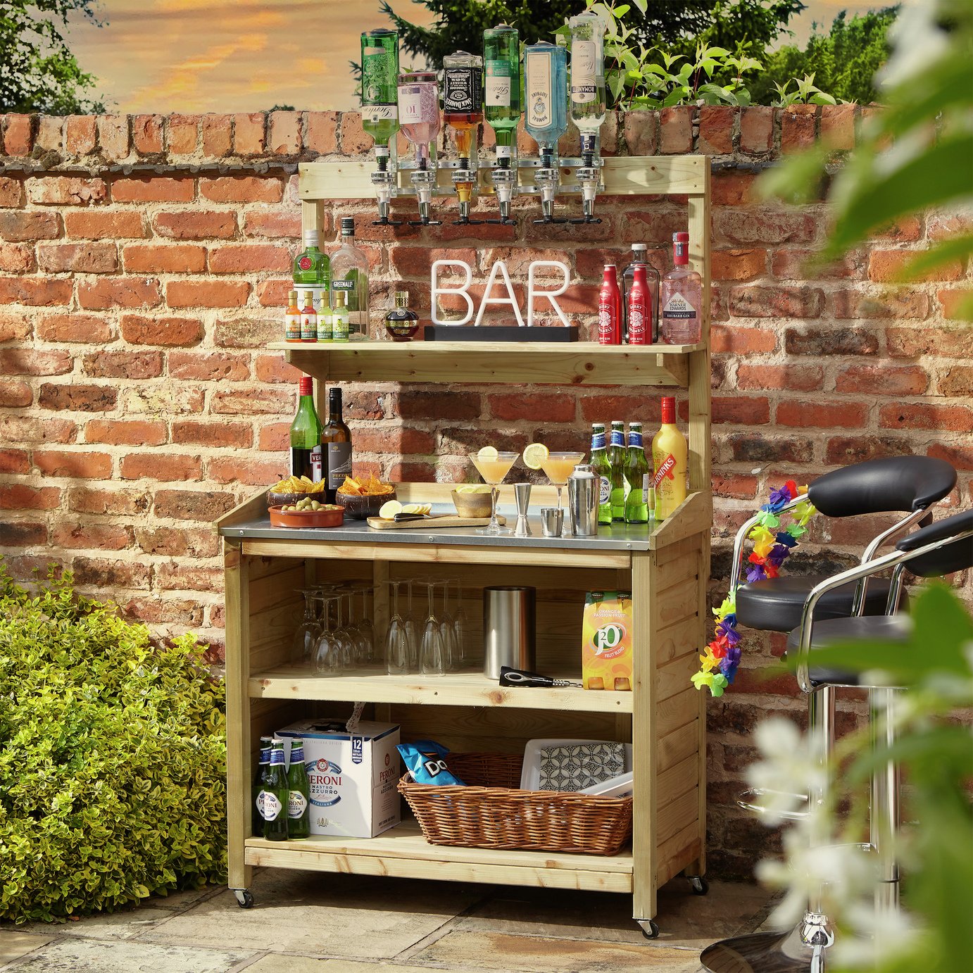 Rowlinson Natural Timber Finish Garden Mini Bar