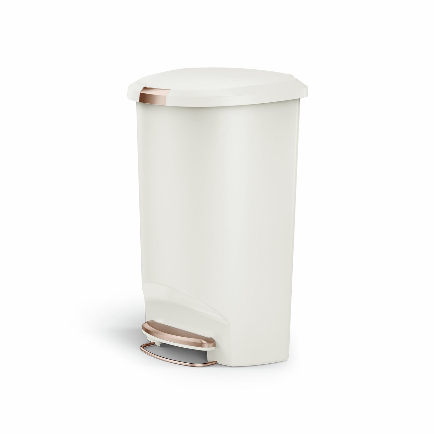 Simplehuman 50 Litre Plastic Semi-Round Pedal Bin - Cream