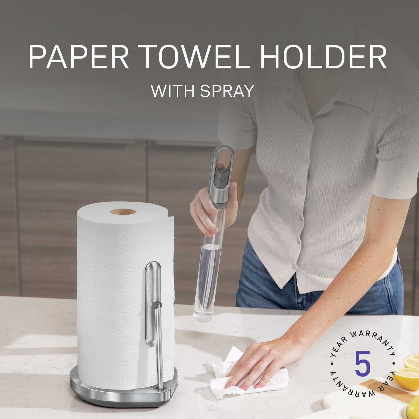 Simplehuman Paper Towel Holder With Spray Pump