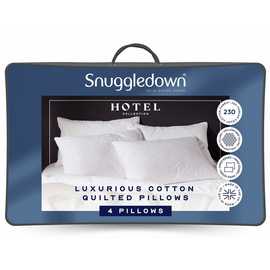 Snuggledown Hotel Luxury Cotton Quilted Pillow - 4 Pack