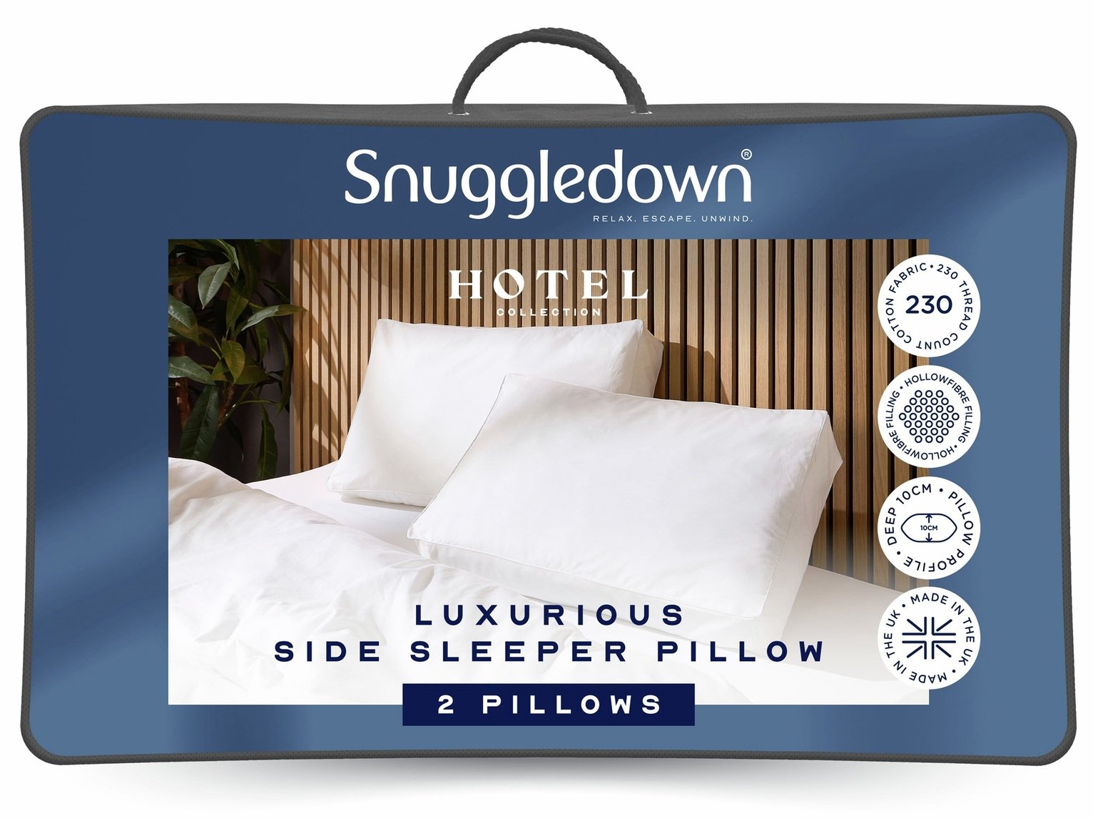 Snuggledown Hotel Side Sleeper Firm Pillow - 2 Pack