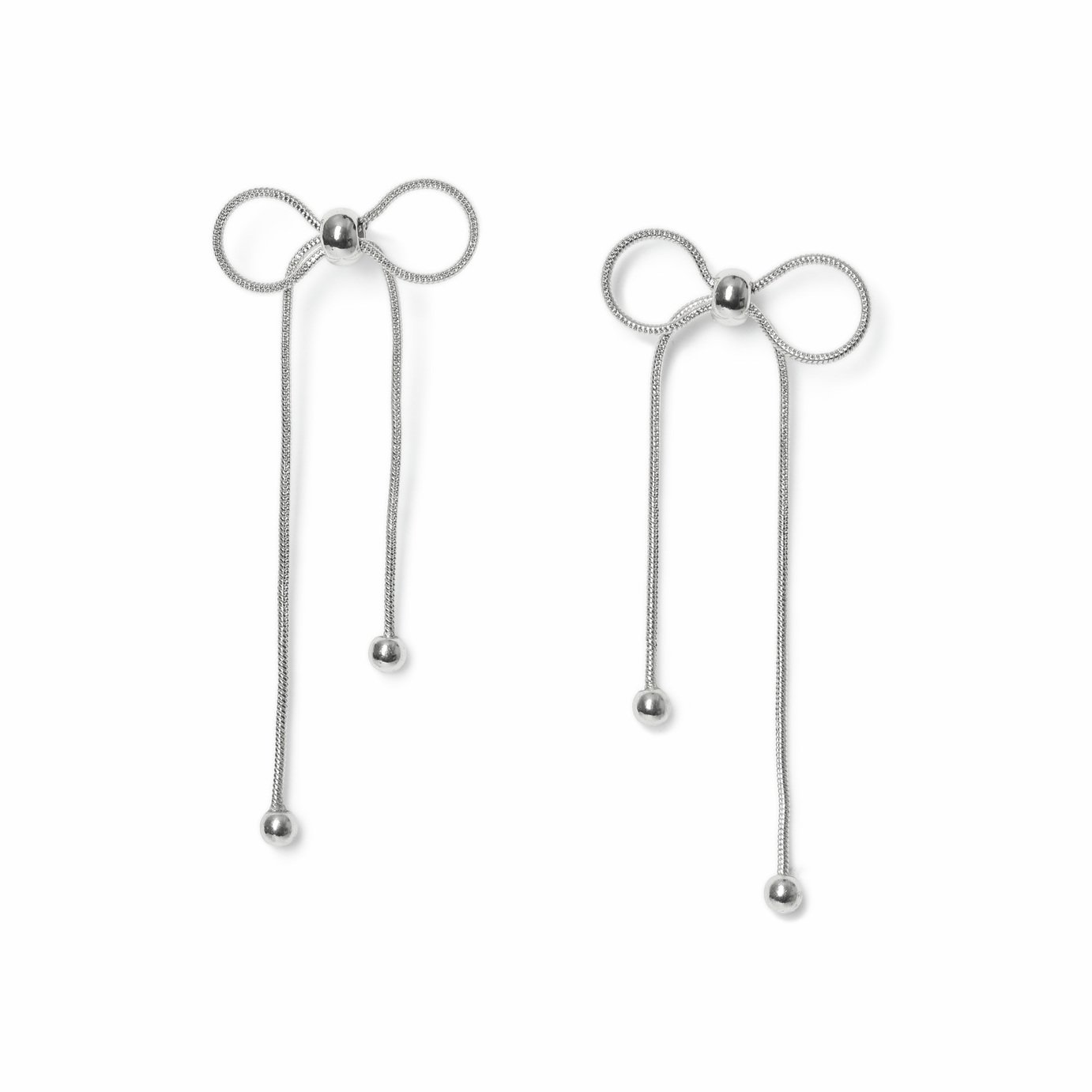 Freedom Silver Bow Drop Earrings