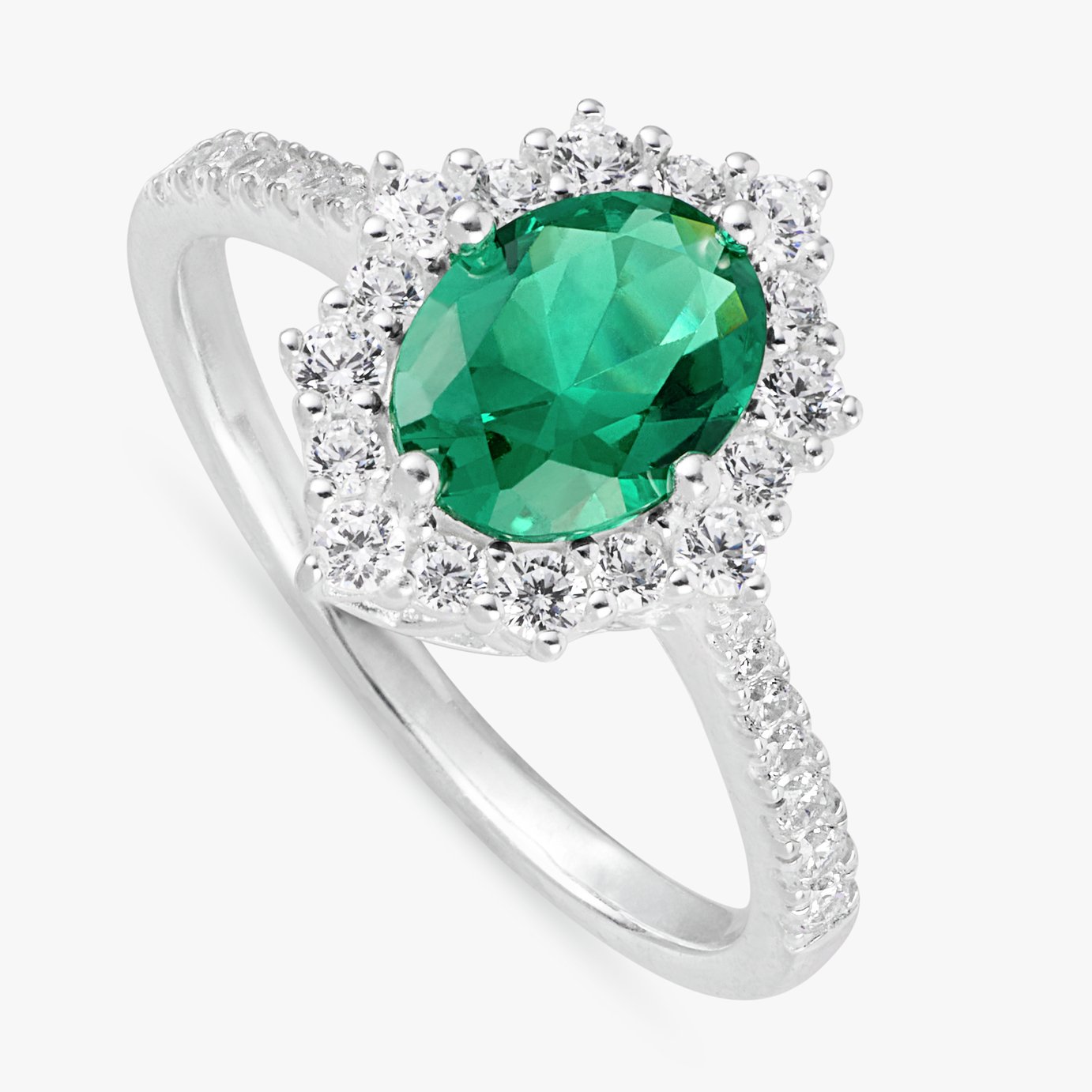 Revere Sterling Silver Emerald Green Cluster Ring - Small