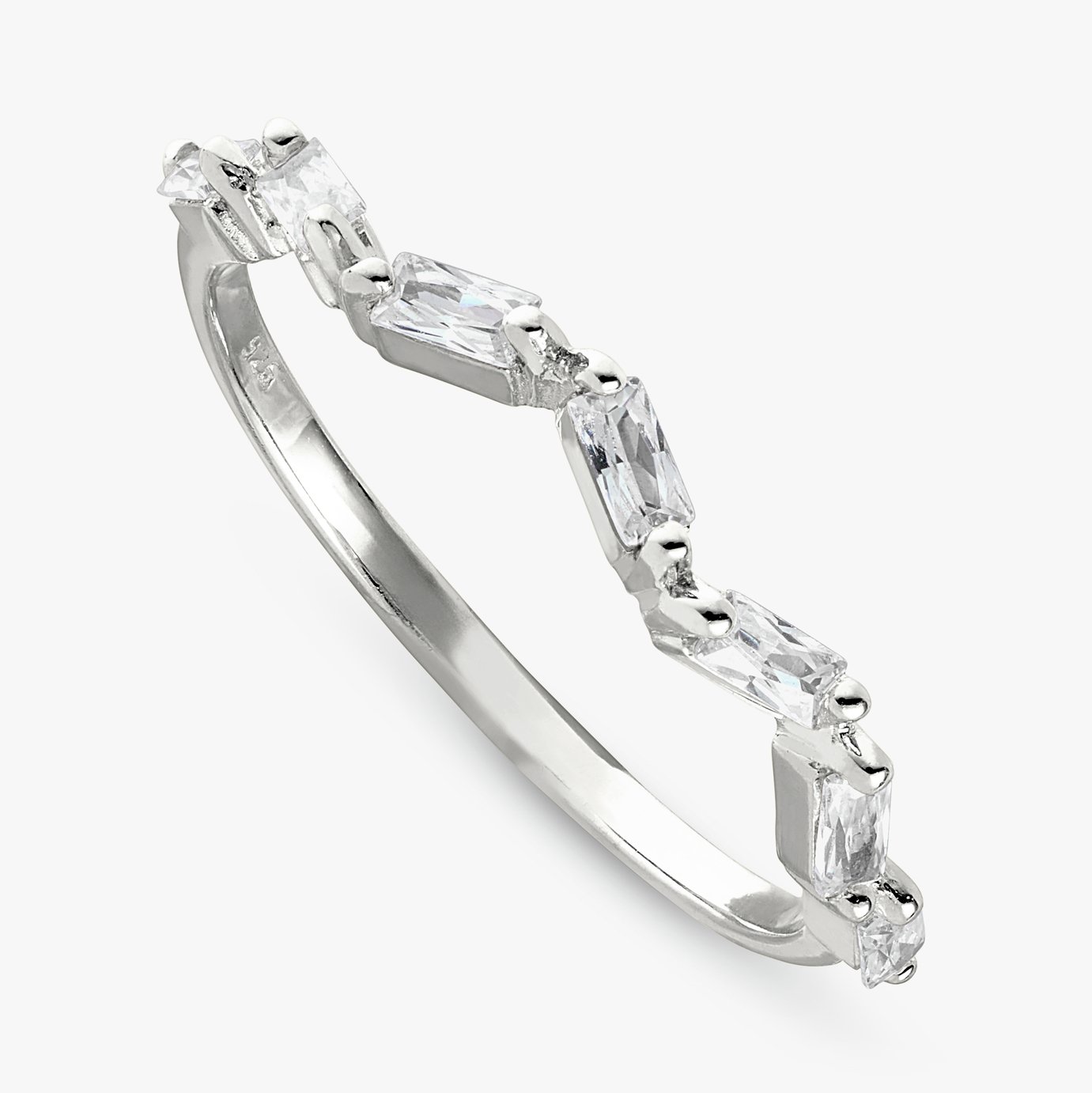 Revere Sterling Silver Baguette Half Eternity Ring - Small