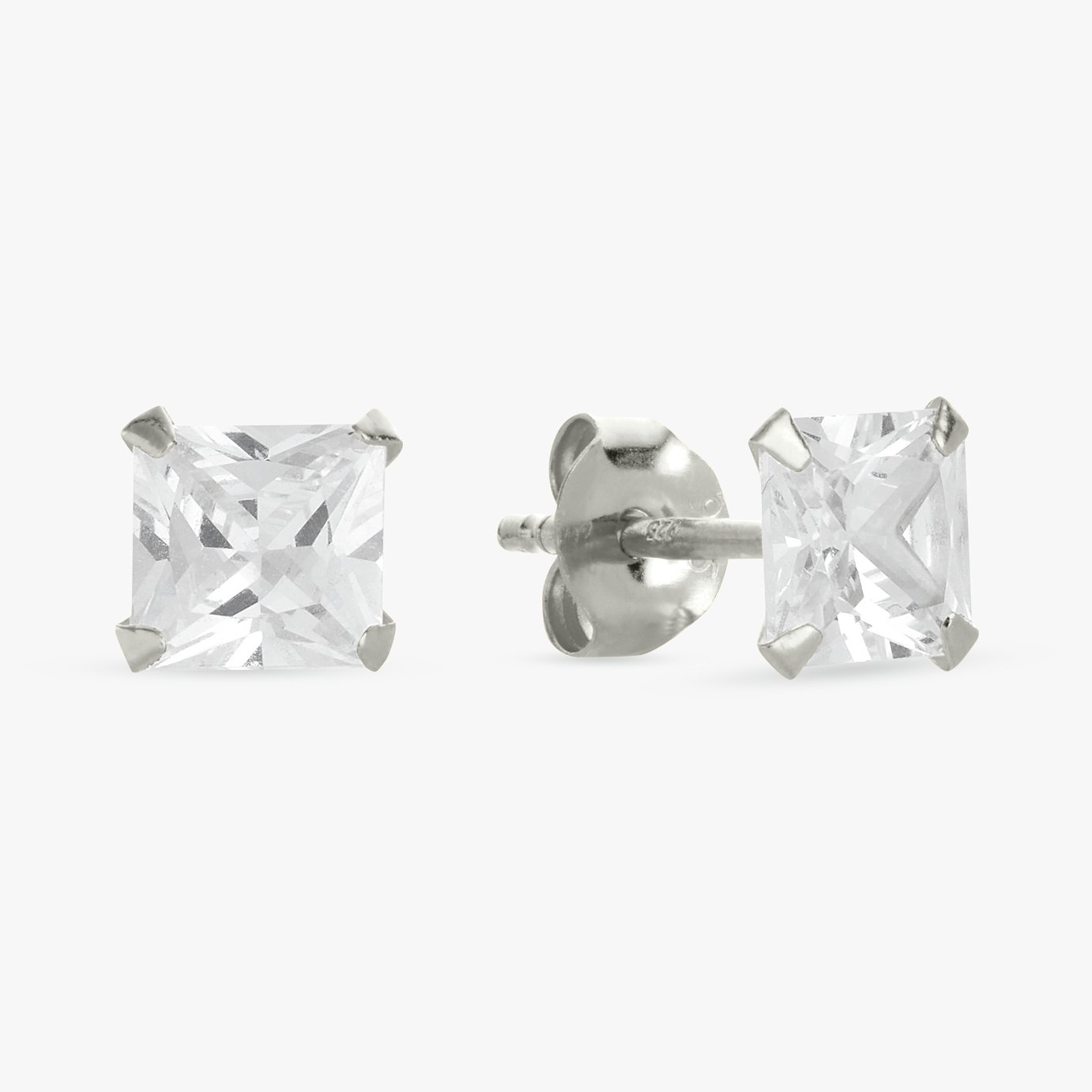 Revere Sterling Silver Square Solitaire Stud Earrings