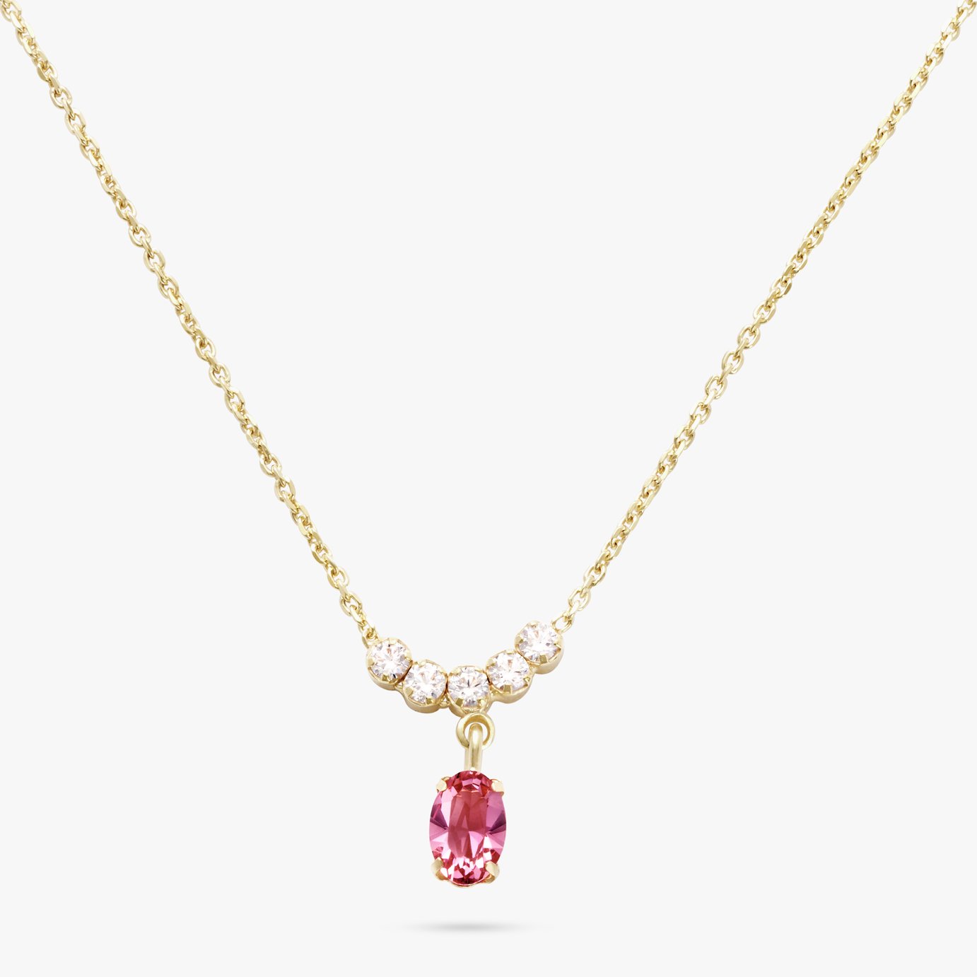 Revere 9ct Gold Plated Silver Pink Crystal Pendant Necklace
