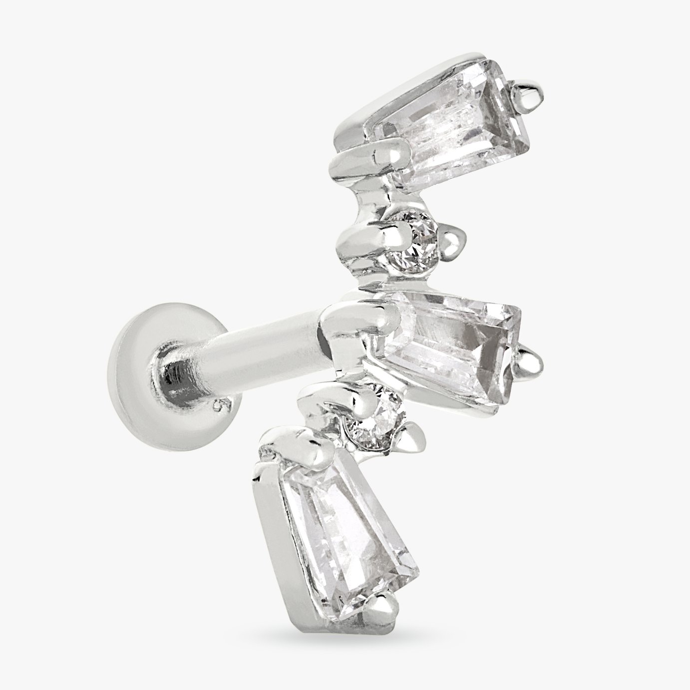 Revere Sterling Silver Tapered Baguette Flatback Earring