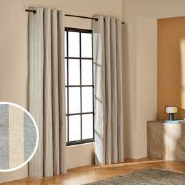 Habitat Stripe Blackout Eyelet Curtains - Rustic Blue