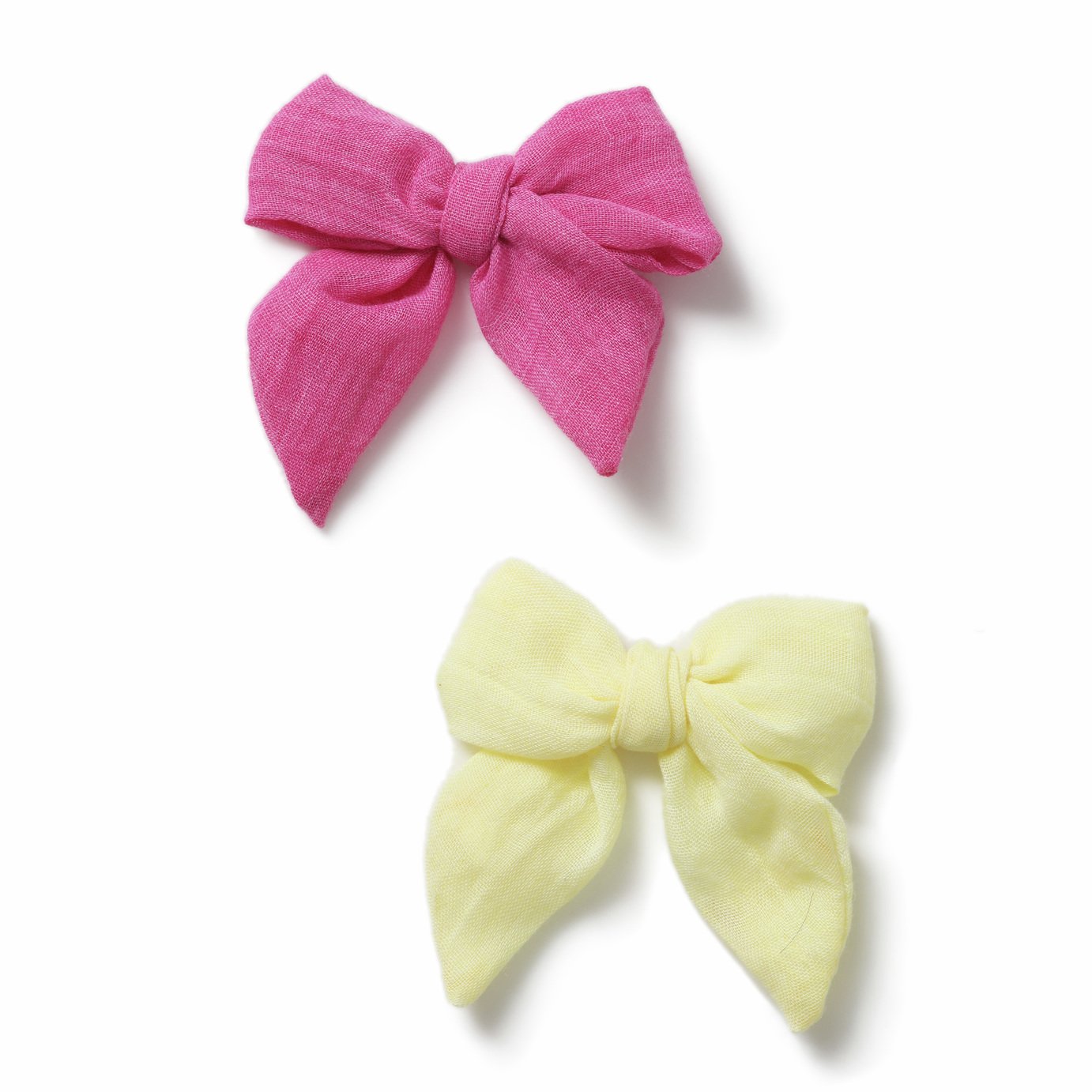 Flitzy Pink and Yellow Bow Hair Clip Set