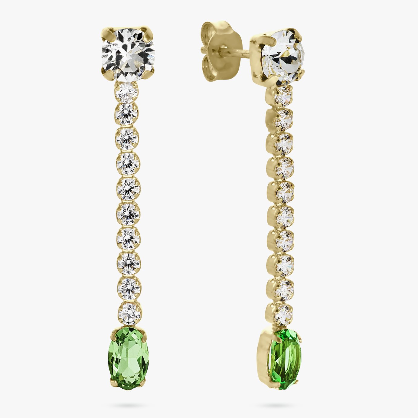 Revere Gold Plated Sterling Silver Green Drop Earrings
