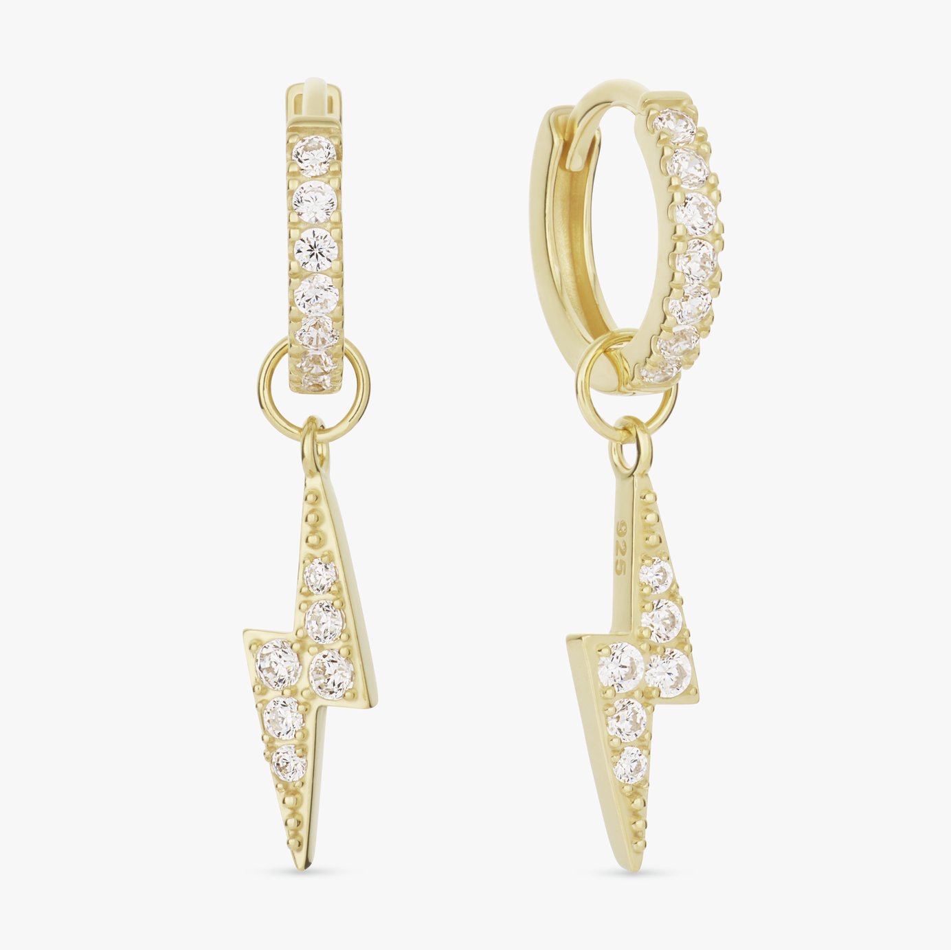 Revere Gold Plated Sterling Silver Bolt Huggies Earrings