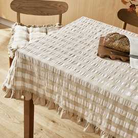 Argos Home Gingham Wipeclean Tablecloth - Beige