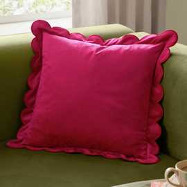 Furn Lil Scallop Velvet Cushion Pink - 45x45cm