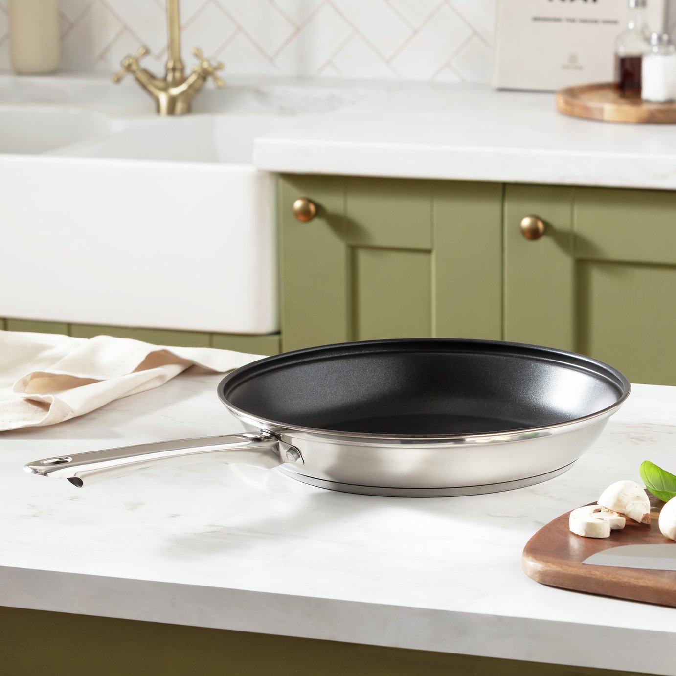 Argos Home 28cm Stainless Steel Fry Pan