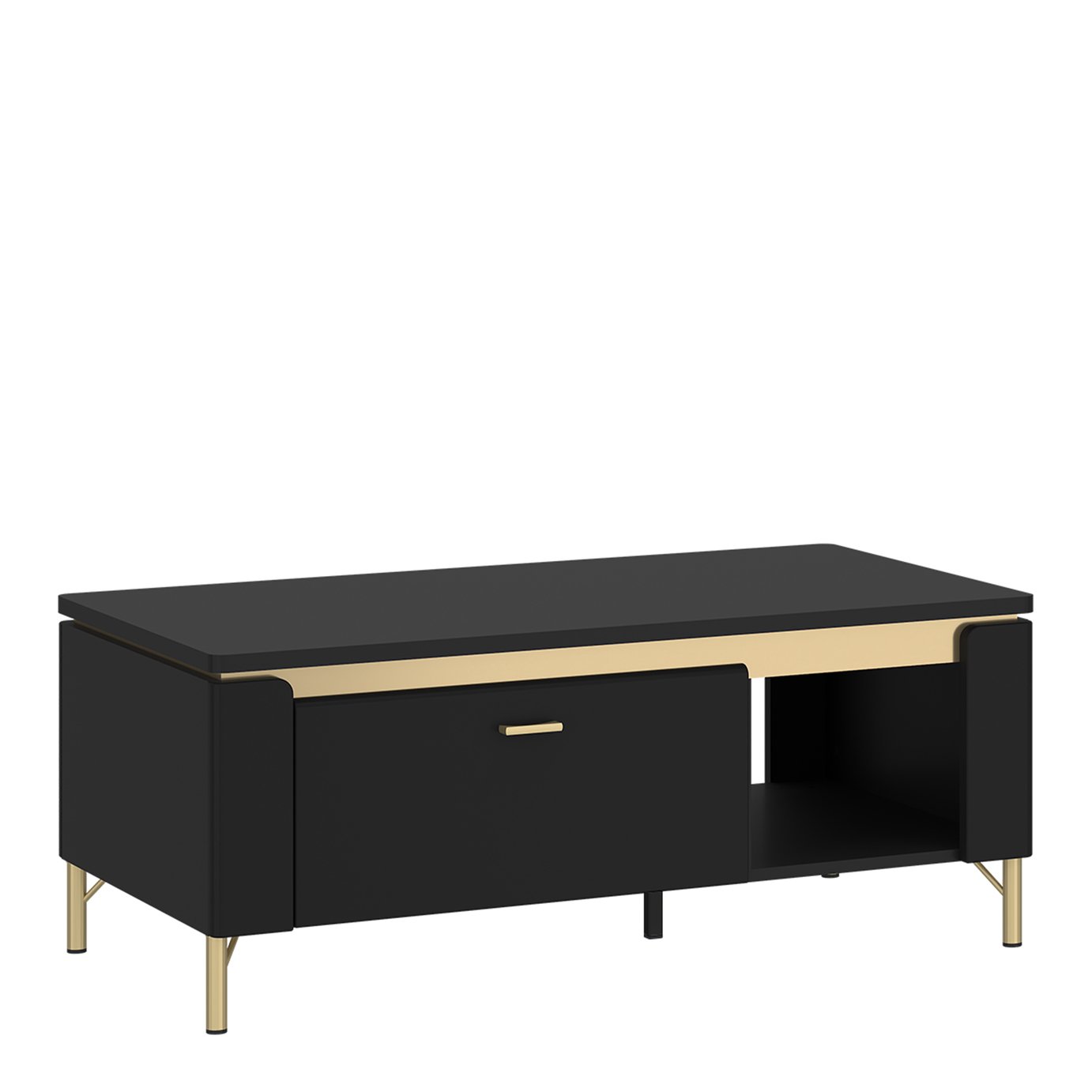 Furniture To Go Genoa 1 Drawer Rectangular Coffee Table - Black & Gold