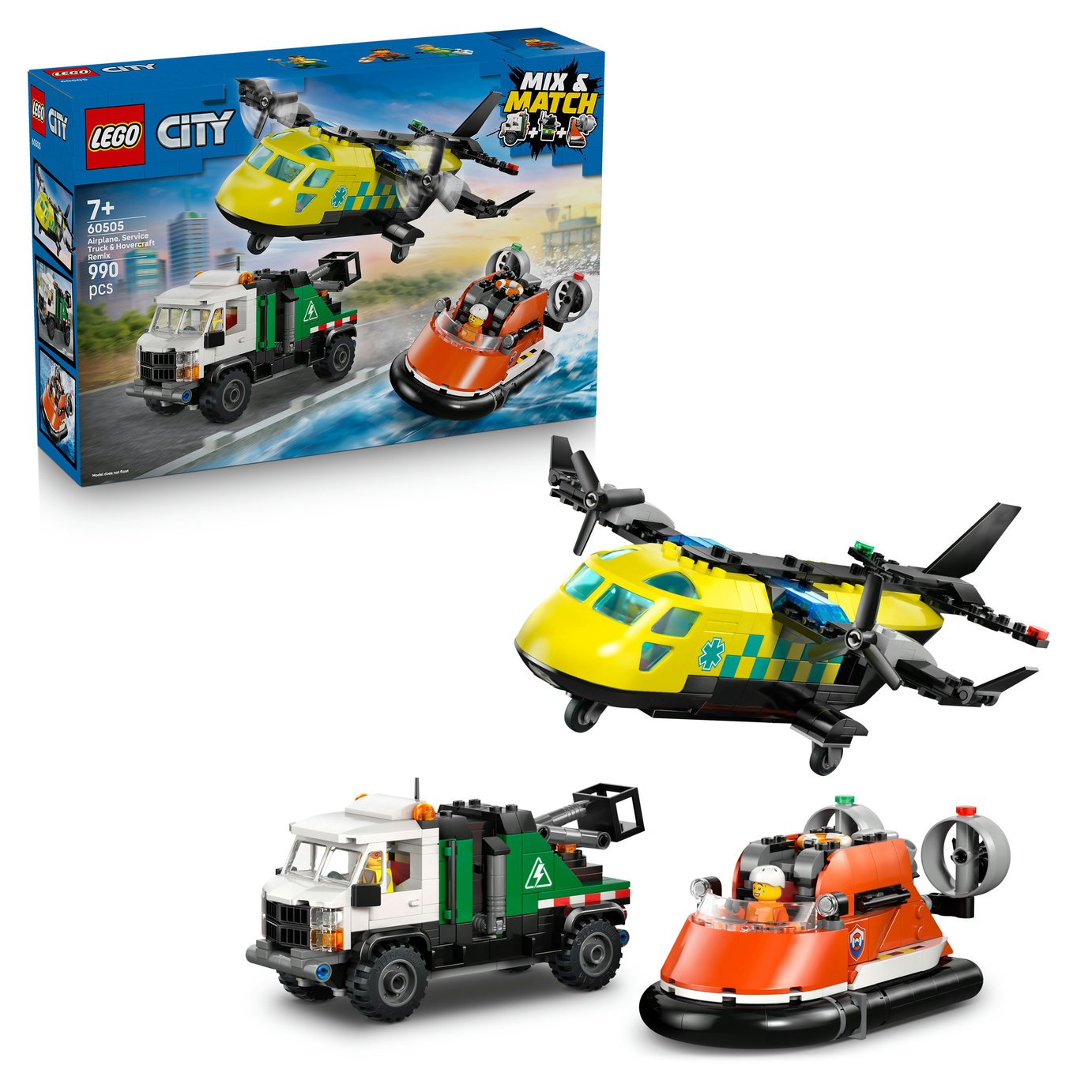 LEGO City Airplane, Service Truck & Hovercraft Remix 60505