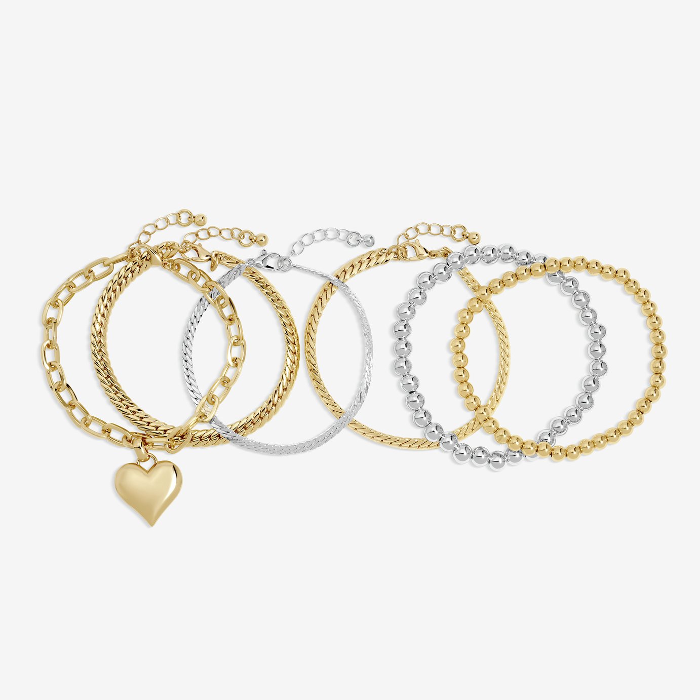 Lipsy Mood Two Tone Heart Bracelets - Pack of 4