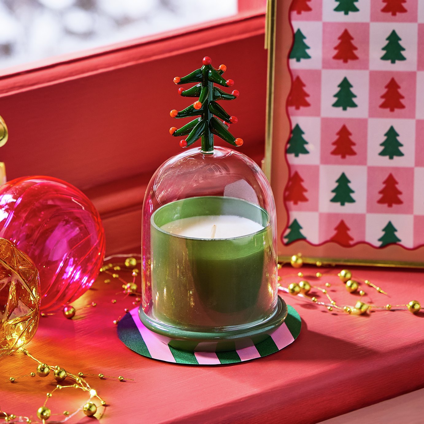 Argos Home Christmas Tree Small Cloche Candle - Christmas Cookie
