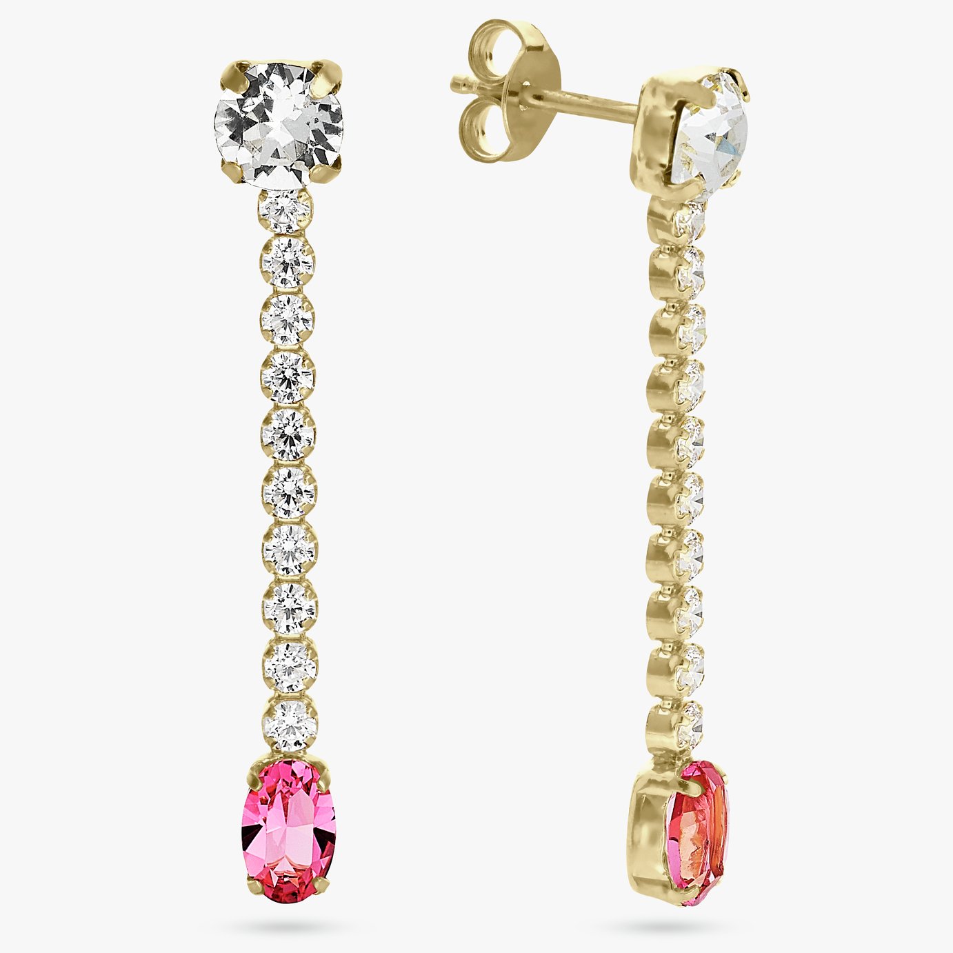 Revere Gold Plated Sterling Silver Pink Drop Earrings