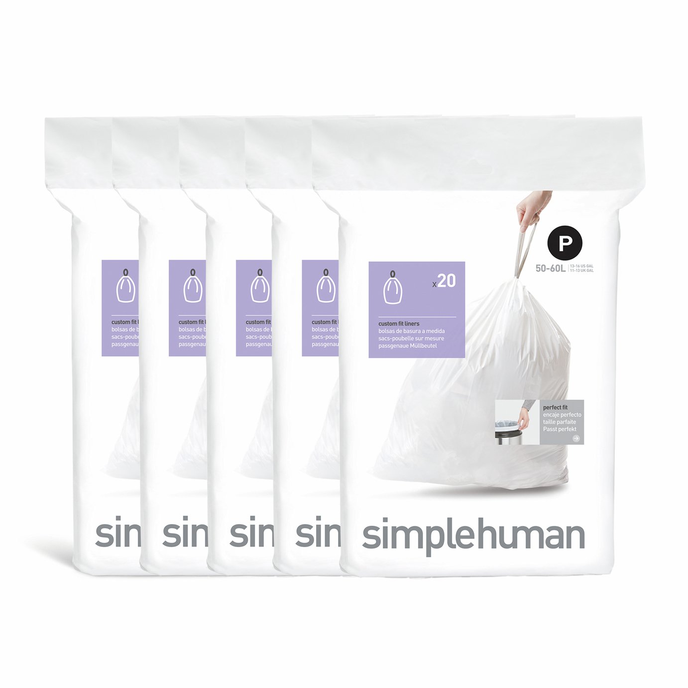 Simplehuman 60L Code P Bin Liners - Pack Of 100