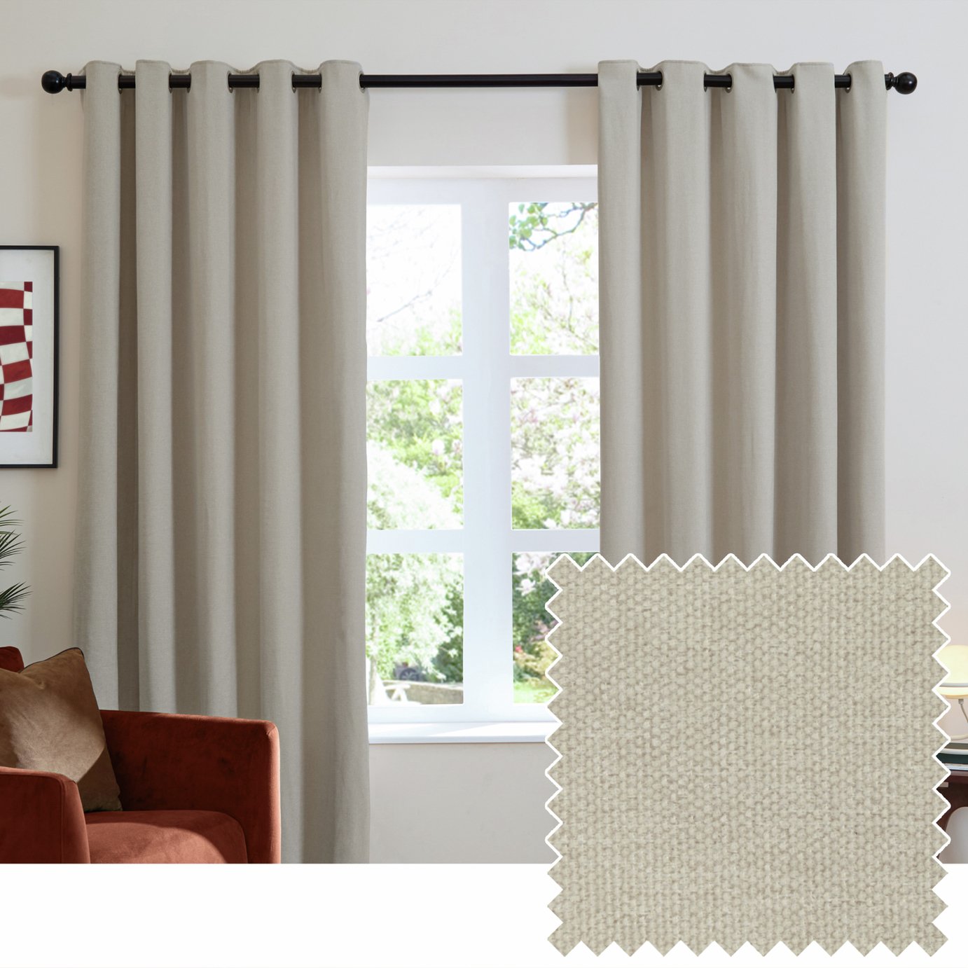 Furn Soft Chenille Blackout Eyelet Curtains