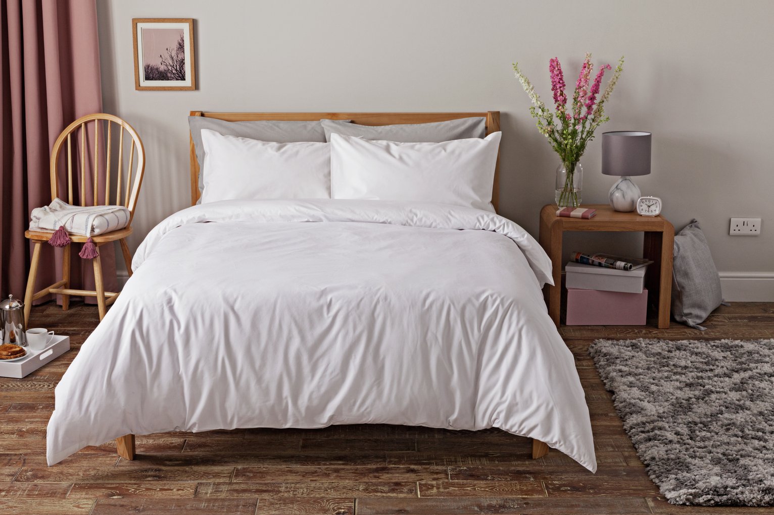 Habitat Pure Cotton 200TC White Bedding Set - Kingsize