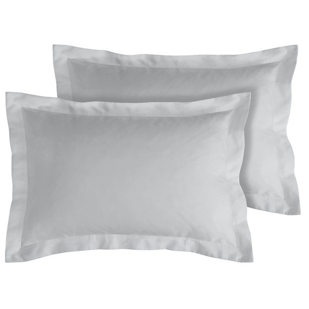 Linen Zone 400 Thread Egyptian Cotton White Oxford Pair Pillow Cases 