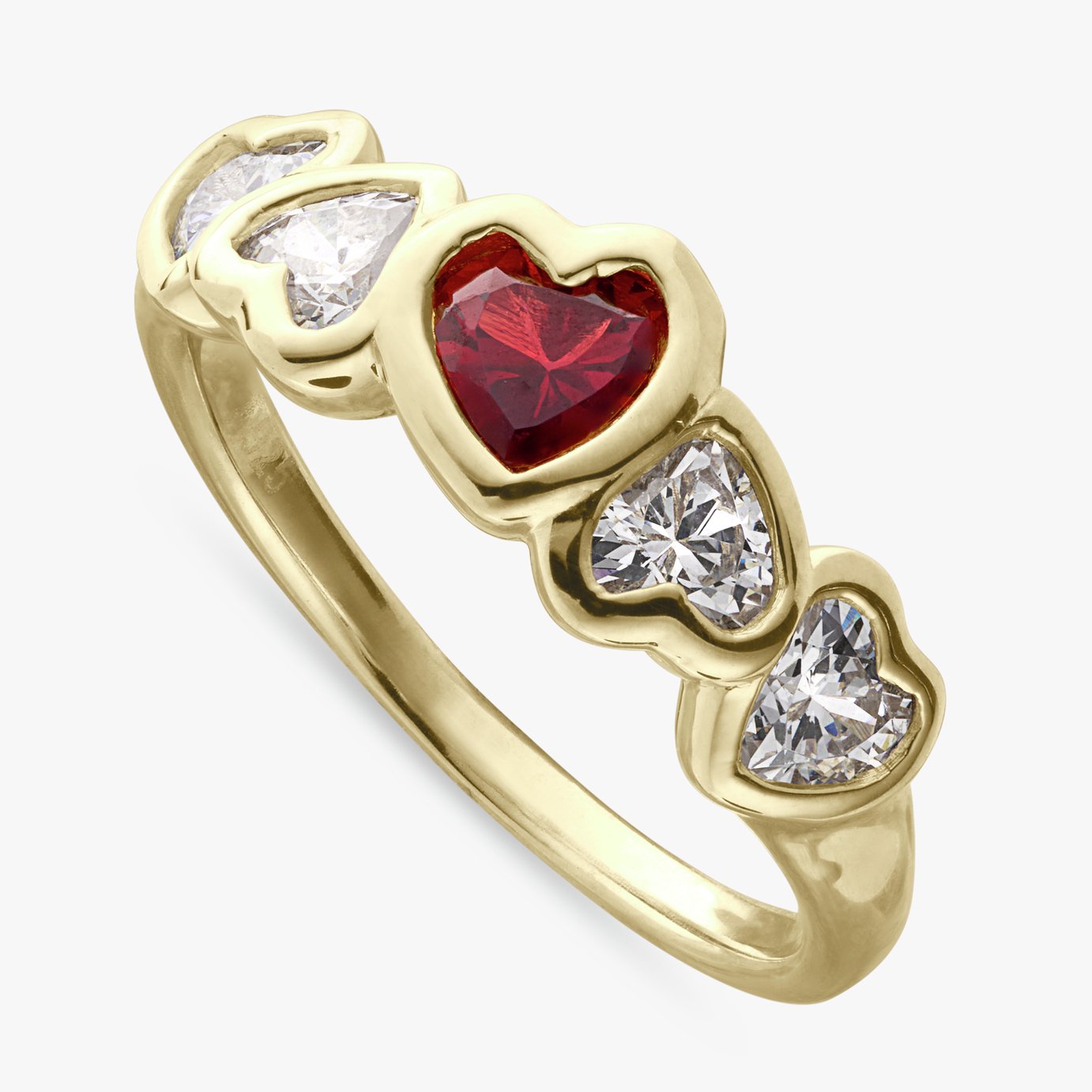 Revere Gold Plated Silver Ruby Heart Fashion Ring - Large