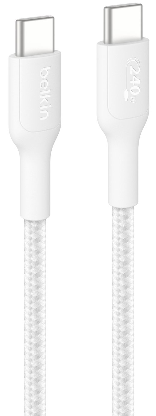 Belkin 2m 240W USB-C to USB-C Braided Cable - White