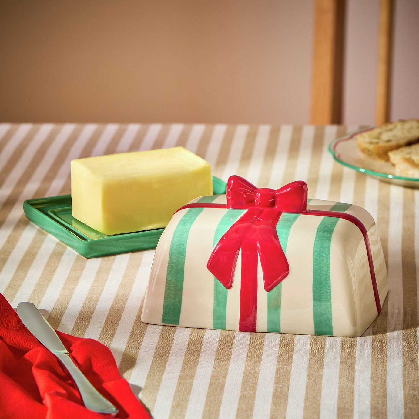 Argos Home Bow Stoneware Butter Dish - Green