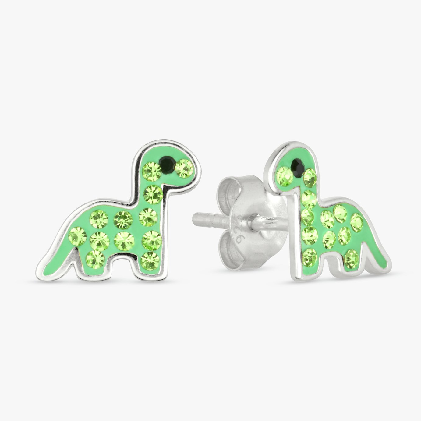 Revere Sterling Silver Green Enamel Dino Stud Earrings