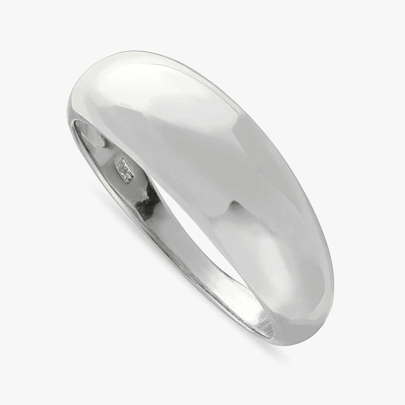 Revere Sterling Silver Plain Tapered Dome Ring - Small