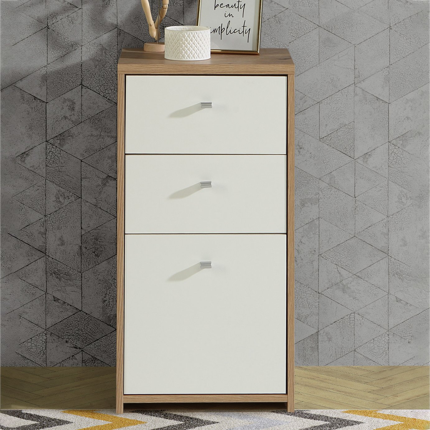 Furniture To Go Best 1 Door 2 Drawer Sideboard - White & Oak