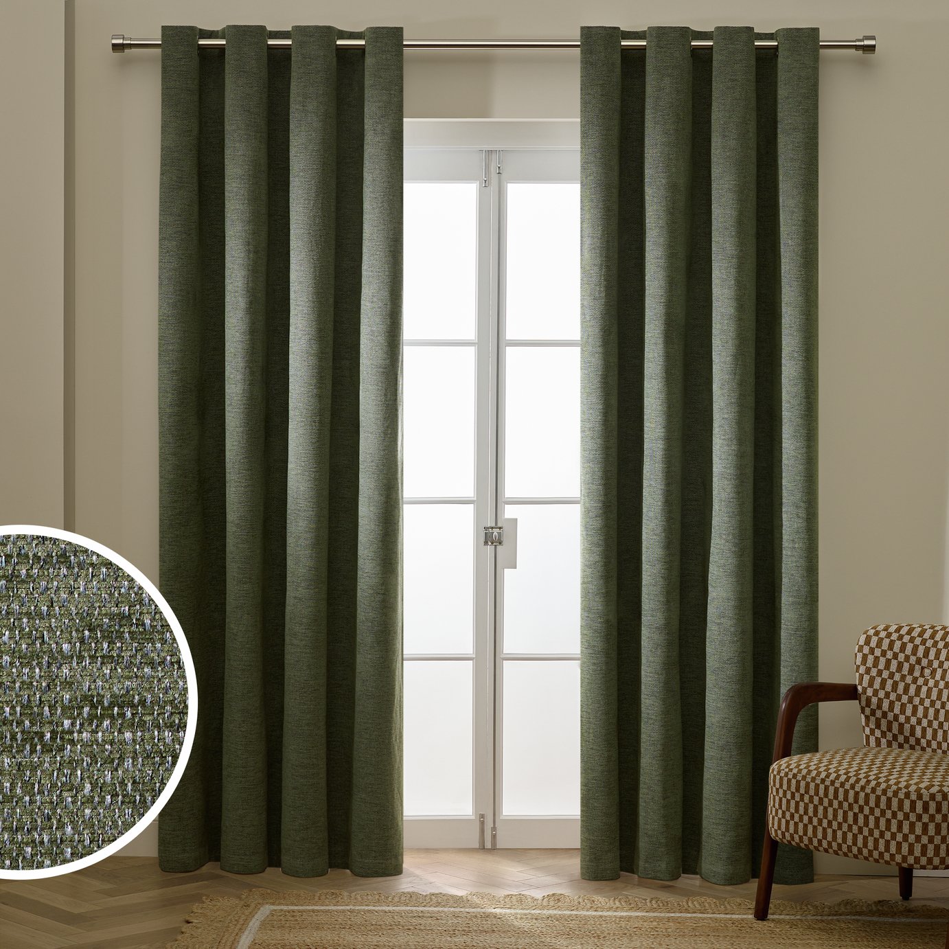 Habitat Basket Weave Eyelet Curtains
