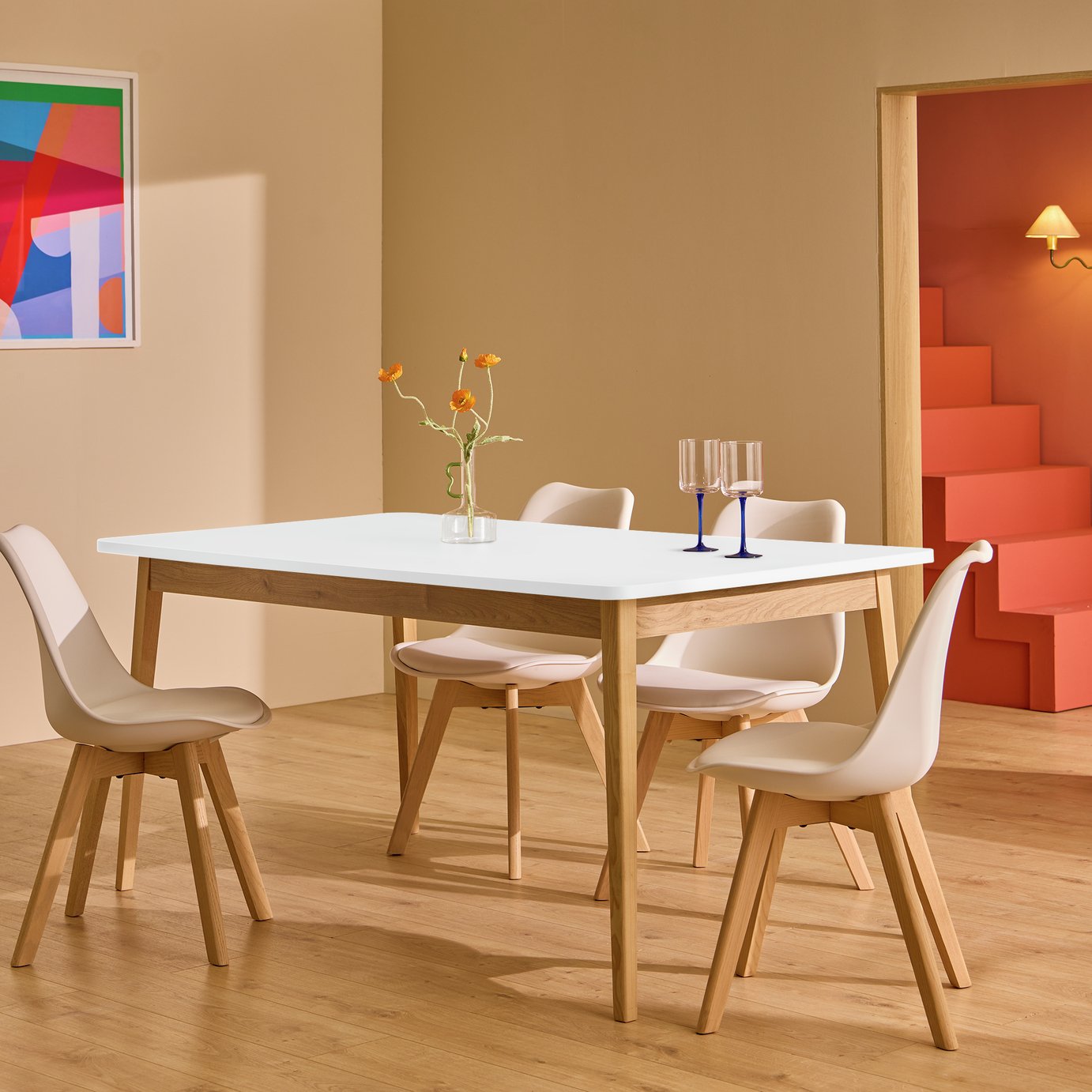 Habitat Sylas Solid Wood 4 Seater Dining Table - White