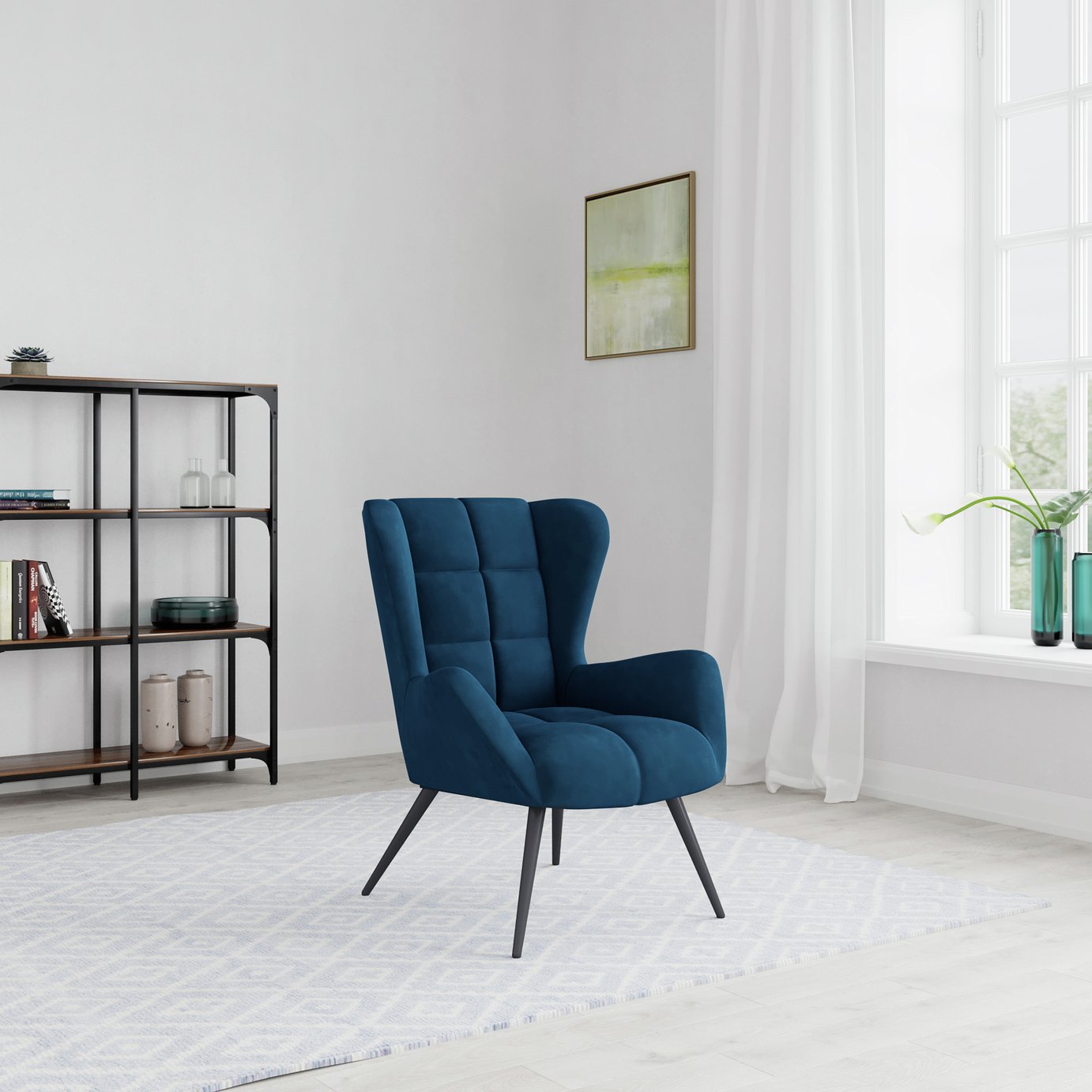 Dorel Dalton Velvet Accent Chair - Blue