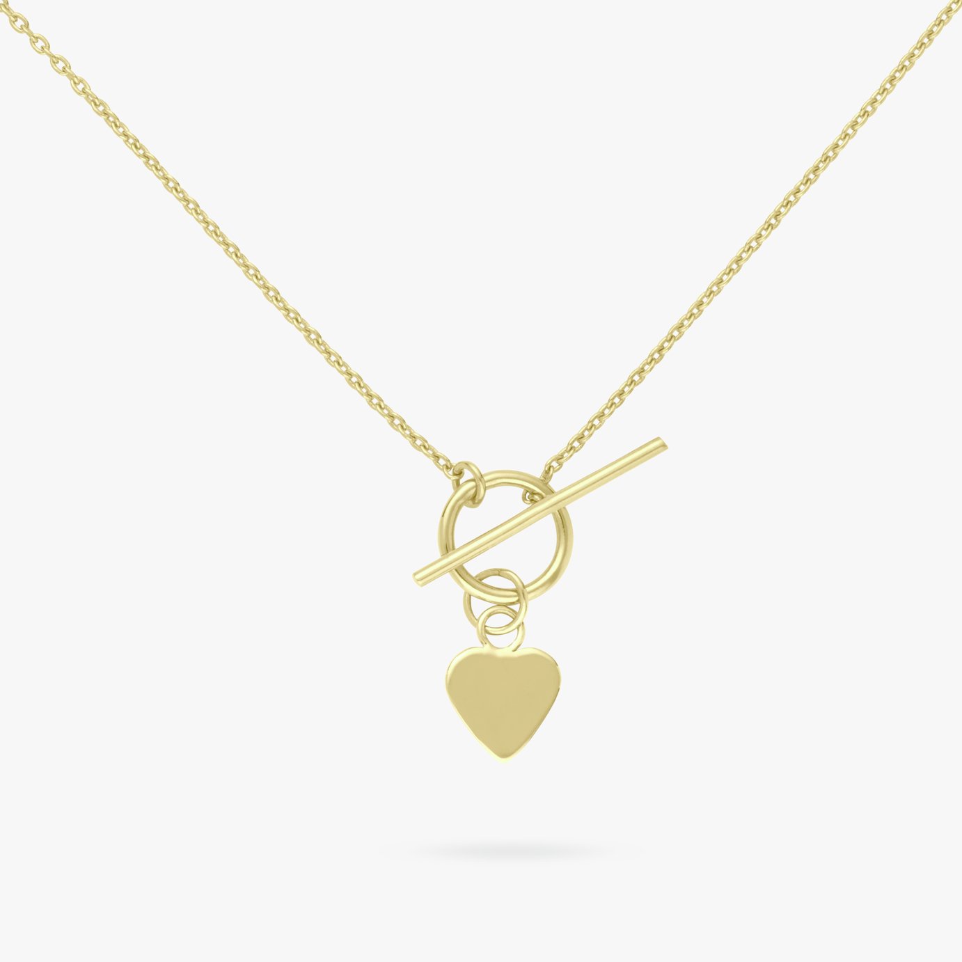 Revere 9ct Gold Plated Silver Heart & T-Bar Pendant Necklace