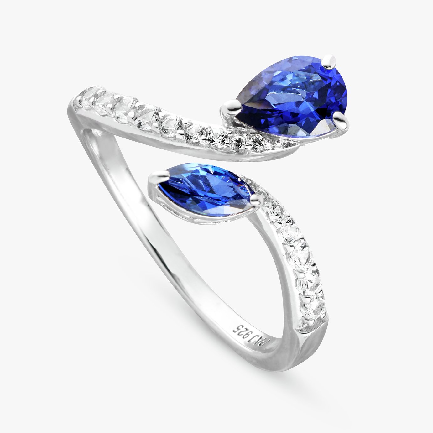 Revere Sterling Silver Sapphire Stone Crossover Ring