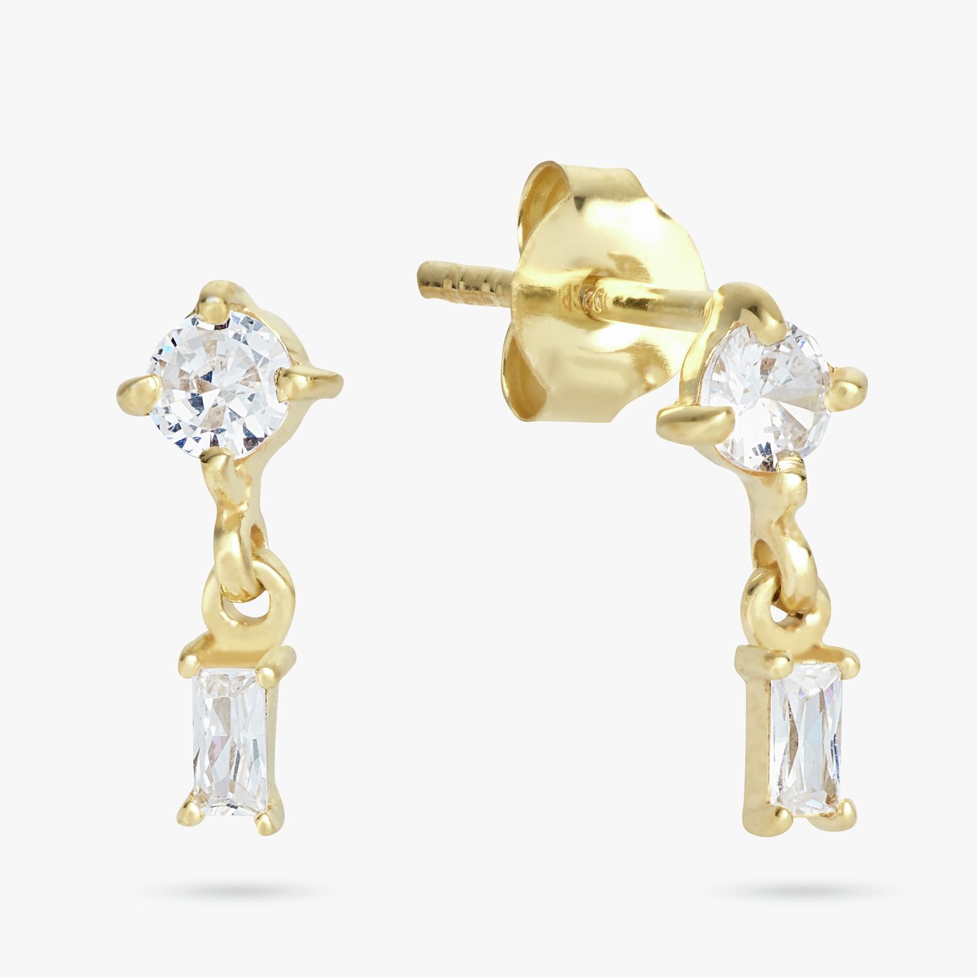 Revere Gold Plated Sterling Silver Drop Stud Earrings