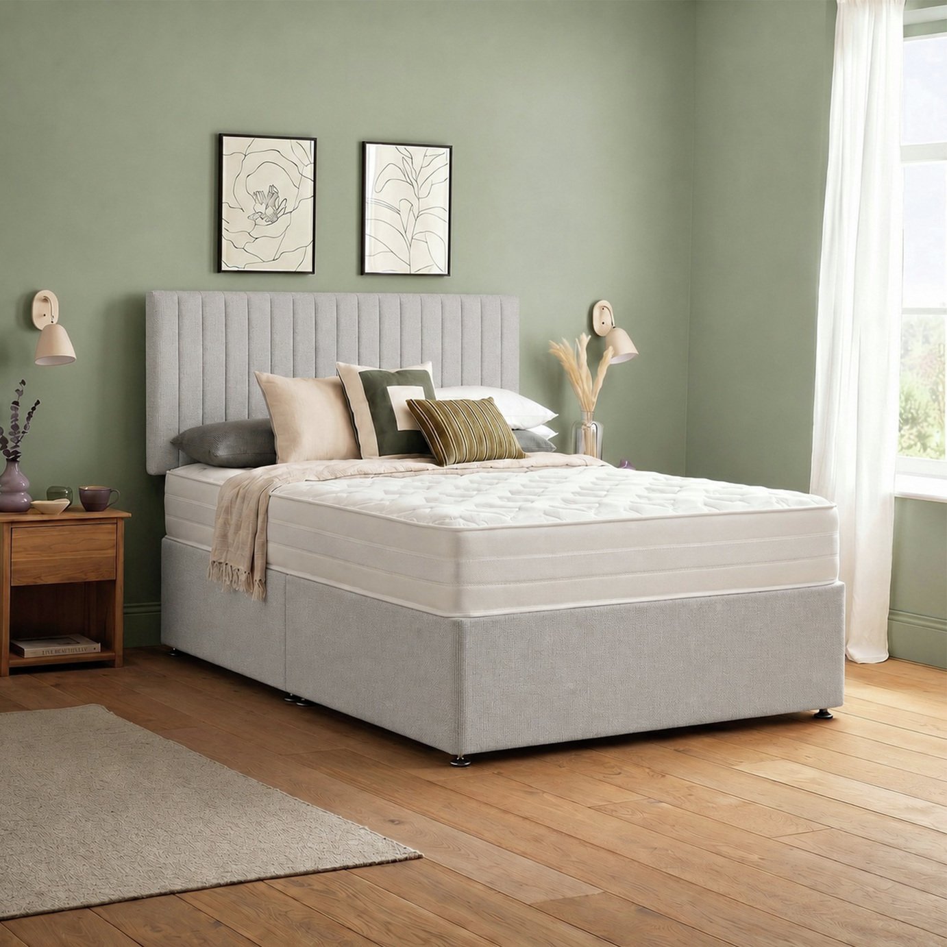 Silentnight Knightly Luxury 2000 Pocket Superking Divan Bed - Light Grey