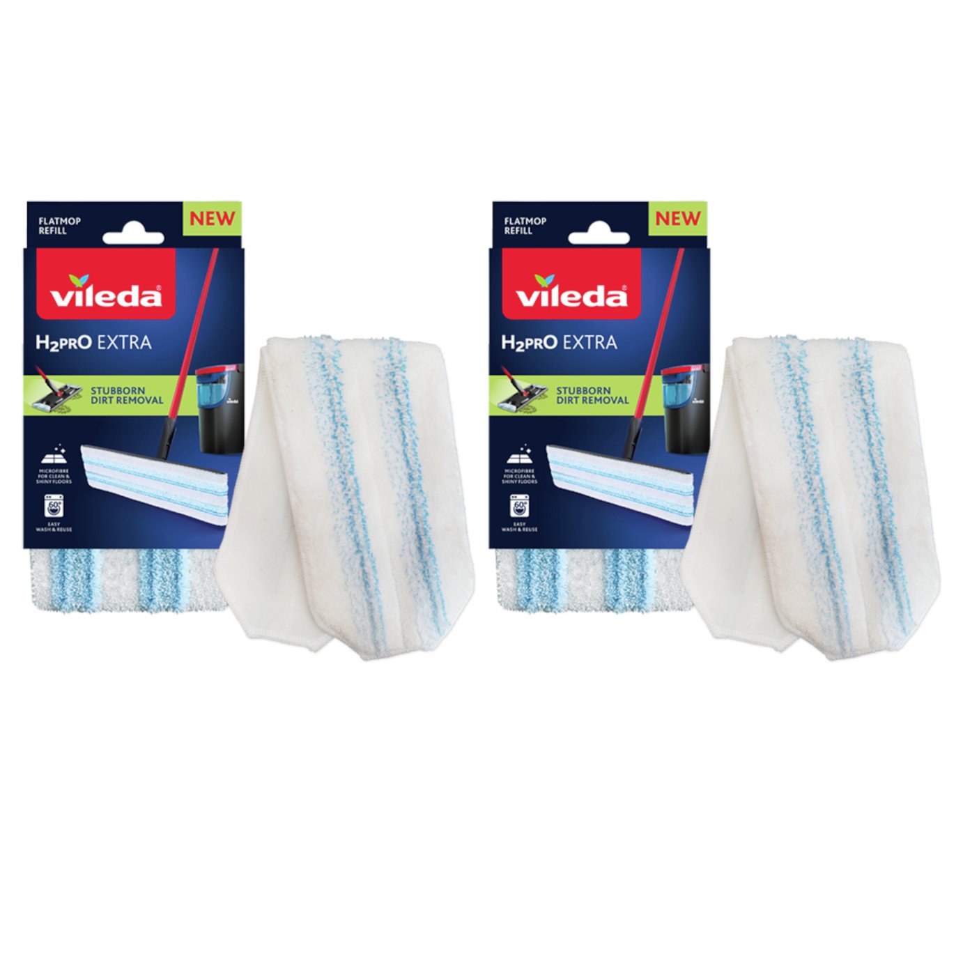 Vileda H2Pro Flat Mop Refill Pad - Pack of 2
