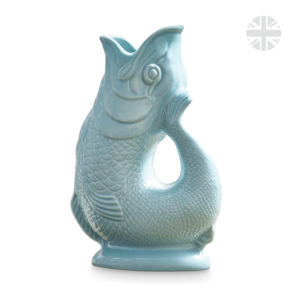 Wade Ceramic Clay Fish Jug - Eau De Nil Blue