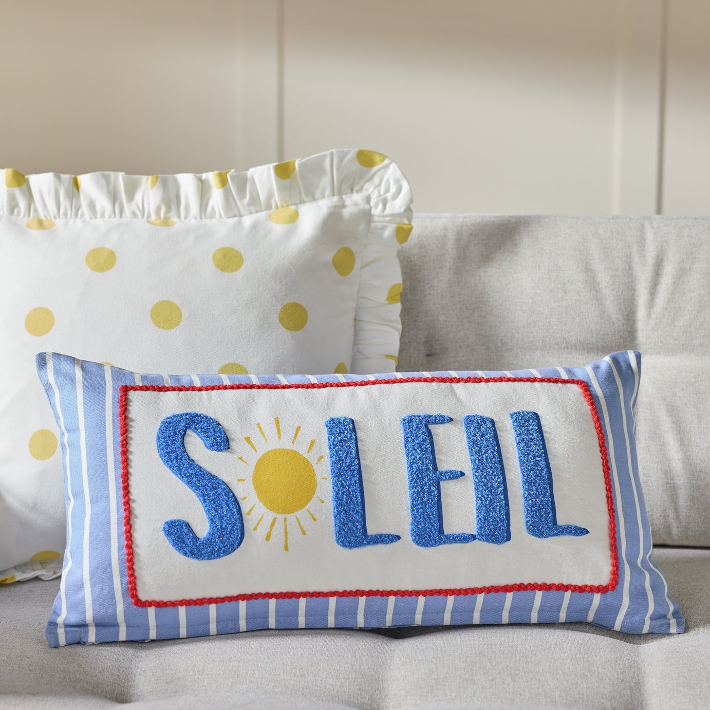 Argos Home Soleil Textured Cushion Sky Blue - 30x60cm