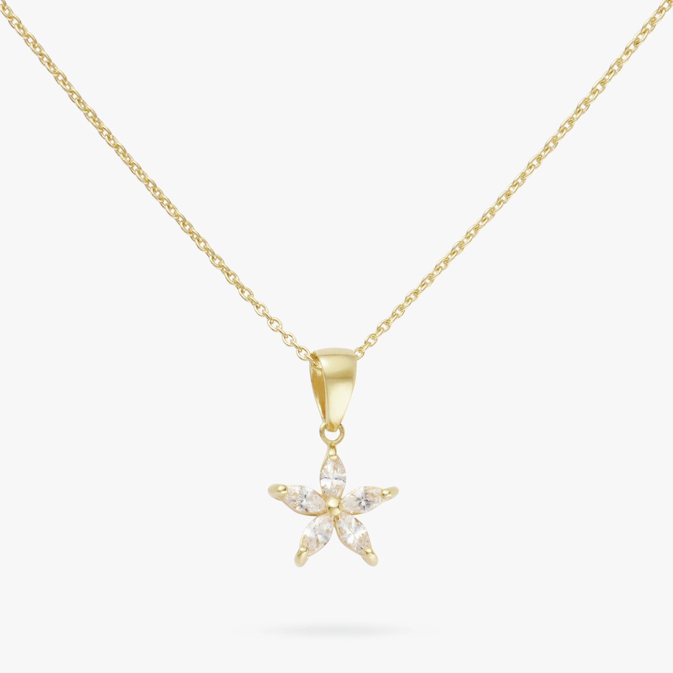 Revere 9ct Gold Plated Silver Marquise Star Pendant Necklace