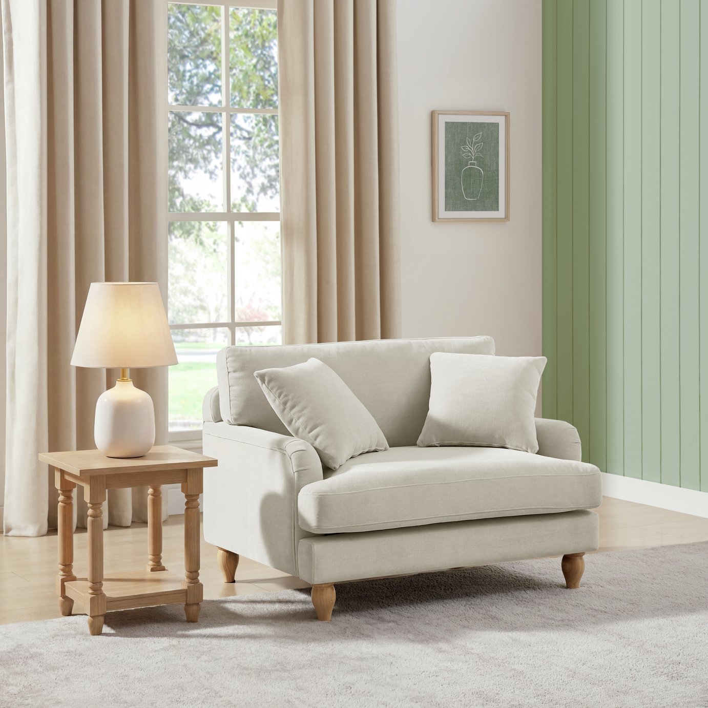 Argos Home Cynthia Fabric Cuddle Chair - Natural
