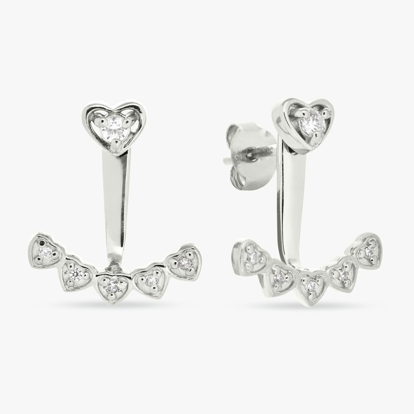 Revere Sterling Silver Heart Jacket Stud Earrings