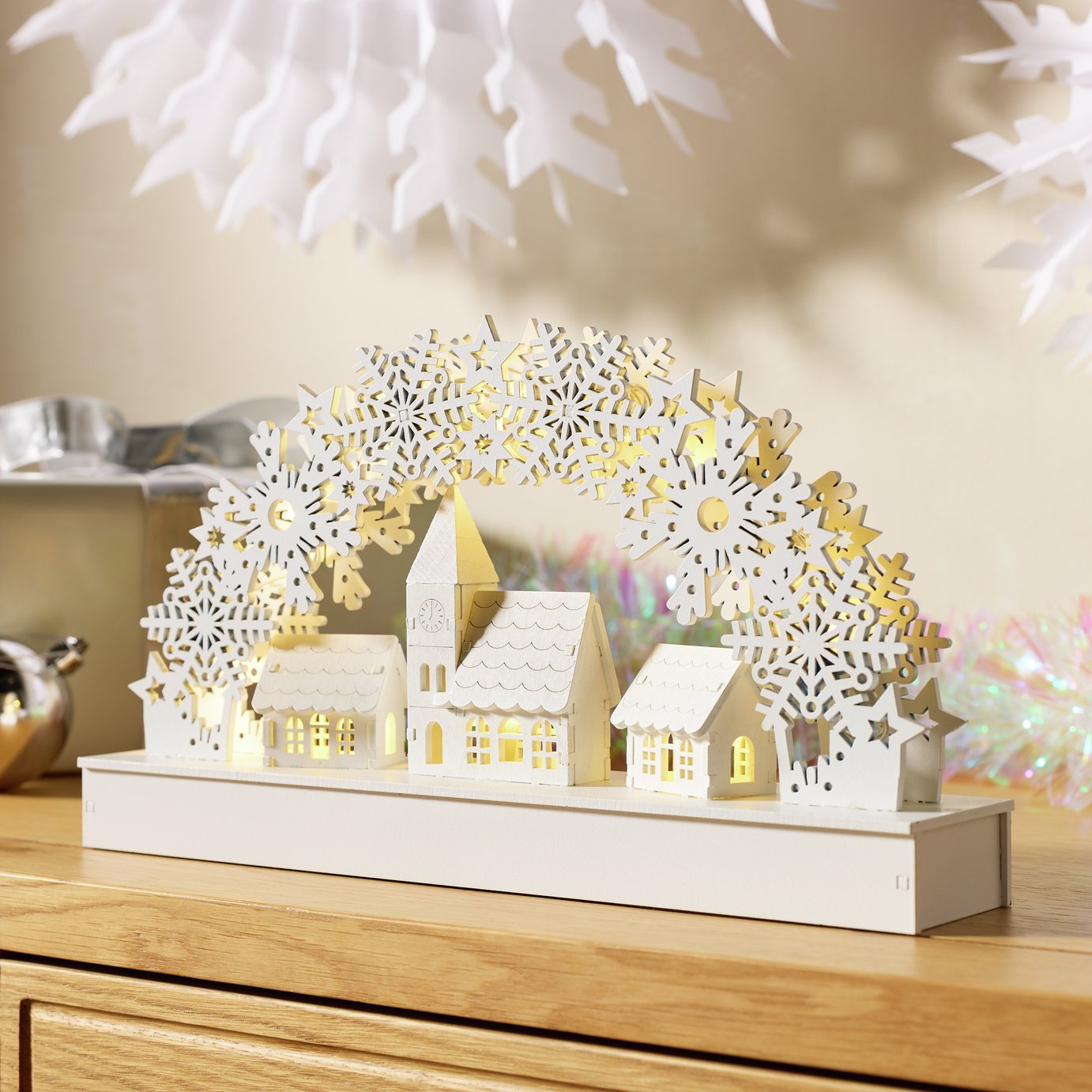 Argos Home Pre Lit Carved Wooden Arch Christmas Decoration